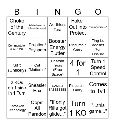 RDL Season 1 Finals Bingo Card