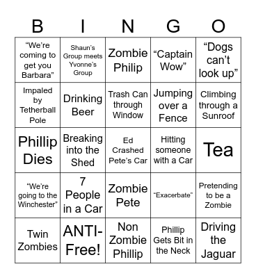 Shaun of the Dead - Round 2 Bingo Card