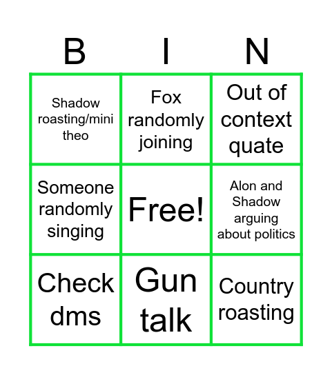 Goofy corner vc bingo Card