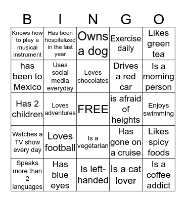 PREMIER PEOPLE Bingo Card