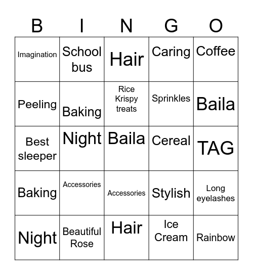 Shoshana's 6th Birthday! Bingo Card