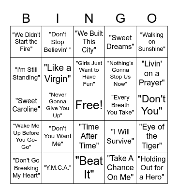 Music Bingo Card