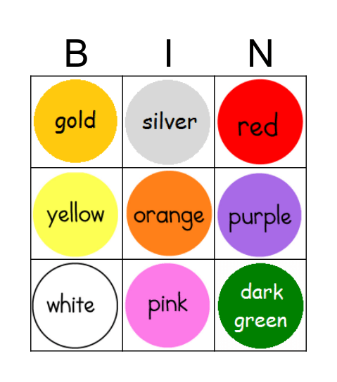 Colour Bingo Card