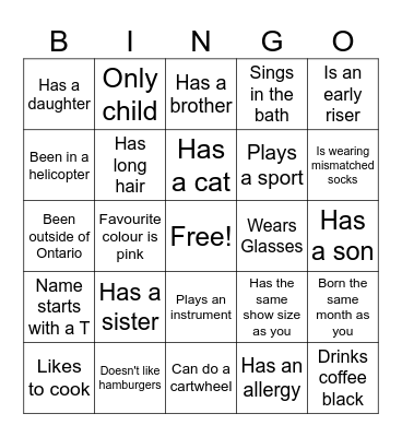 People BINGO Card