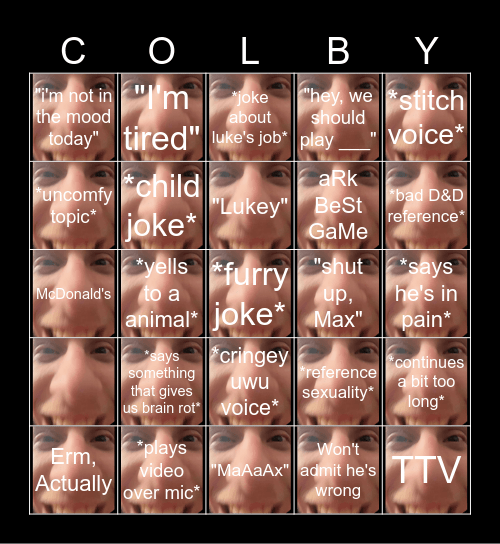 Colby Bingo Card