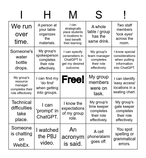 Transforming Classroom Seating with ChatGPT Bingo Card