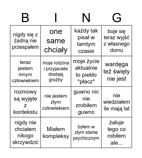 Odpowiedzi stuu Bingo Card