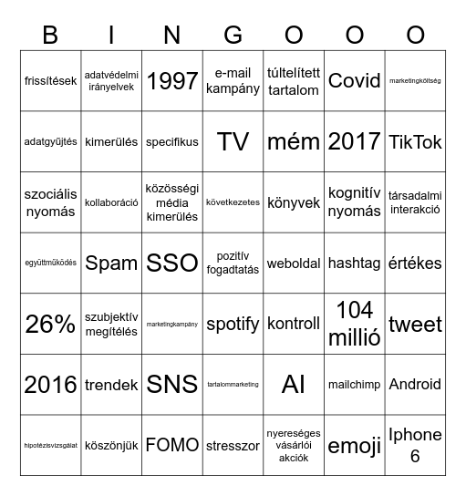 Akadémiai bingo Card