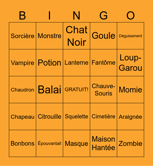 C'est l'Halloween! Bingo Card