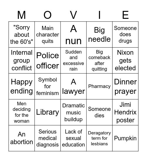 Calling Jane Bingo Card