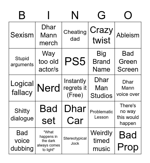 Dhar Mann Bingo Card