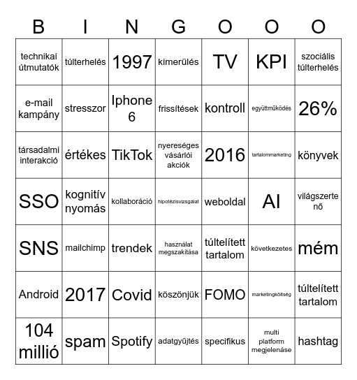 Akadémiai bingo Card