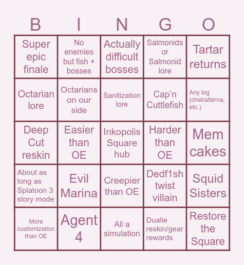 Side Order DLC Bingo Card