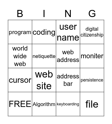 Computer Club Bingo Card