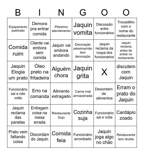 Pesadelo na cozinha Bingo Card