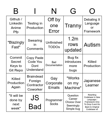 Socks Bingo Card