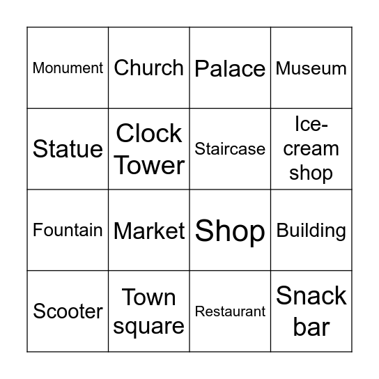 La piazza italiana Bingo Card