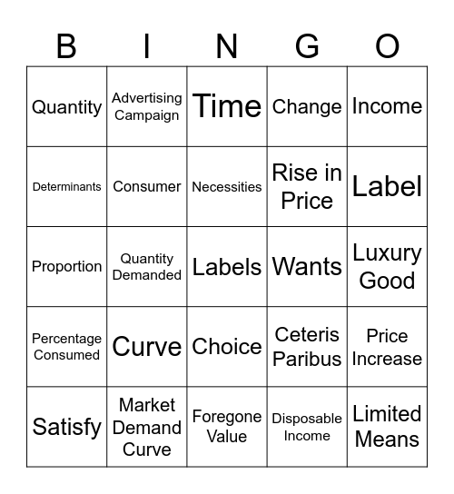 Demand Bingo Card