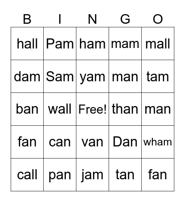 am all an Glued Sounds Bingo Card