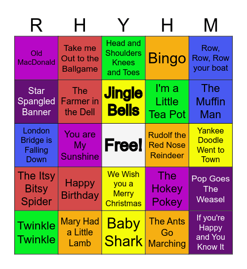 Rhythm Bingo Card