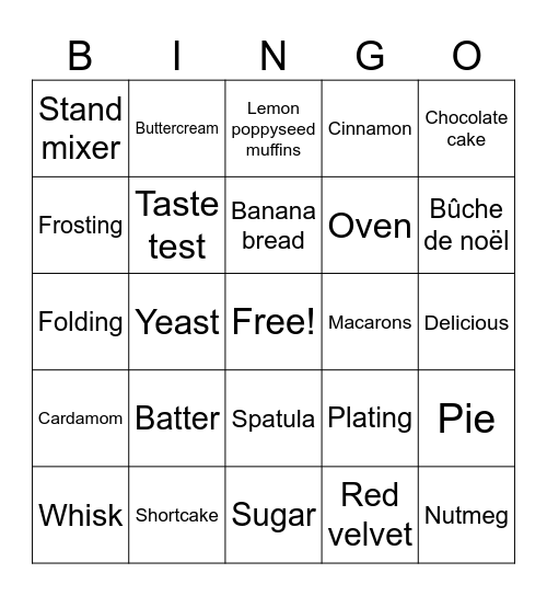 Gator Bakers Bingo Card