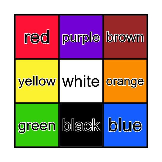 Colors Bingo Card