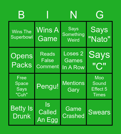 Troydan Bingo! Bingo Card