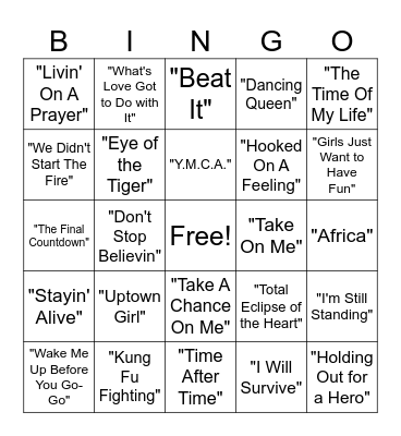 Music Bingo Card
