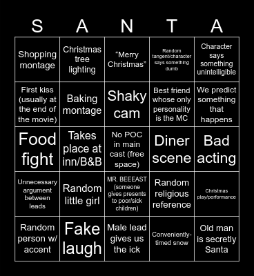 Bad Christmas Movie Bingo! Bingo Card
