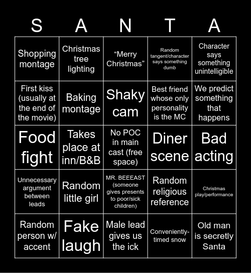 Bad Christmas Movie Bingo! Bingo Card