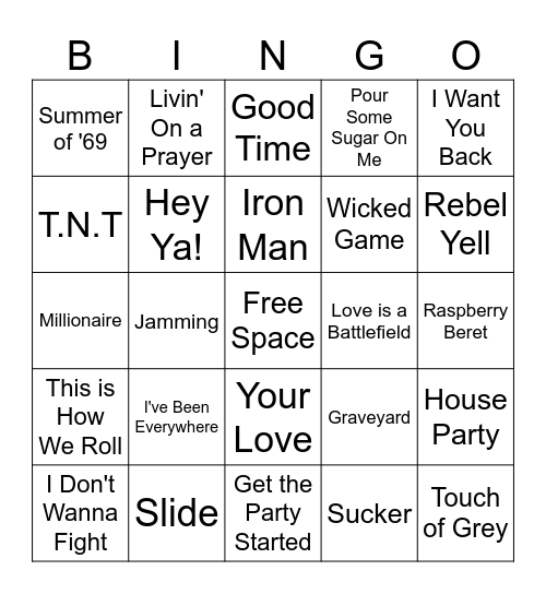 MUSIC BINGO 13 Bingo Card