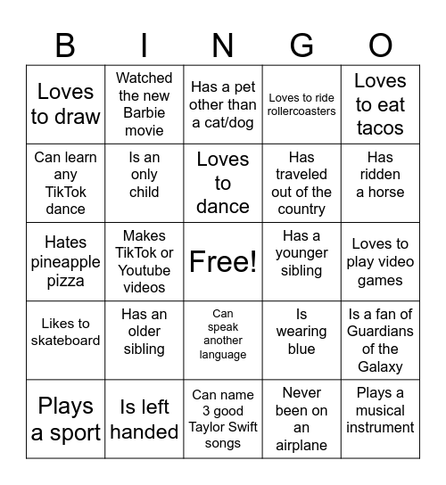 Human Bingo Card