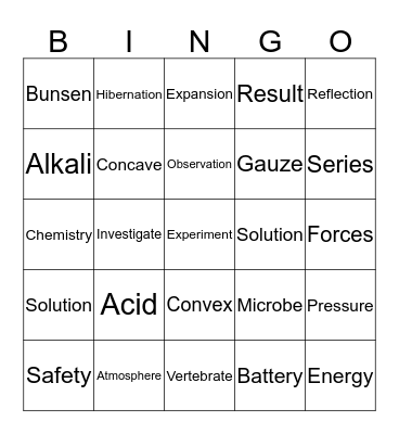 Science  Bingo Card