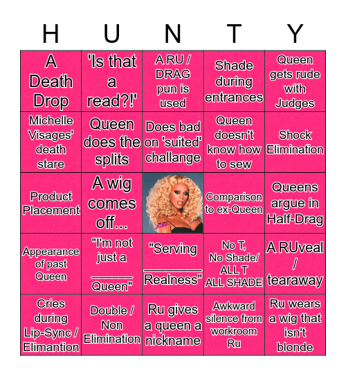 Rupaul Season 8 Bingo! Bingo Card