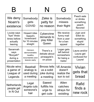 Safety Onsite Bingo Card