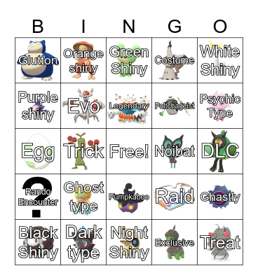 Halloween Hunt Bingo Card