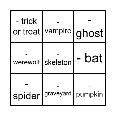 Halloween BINGO Card