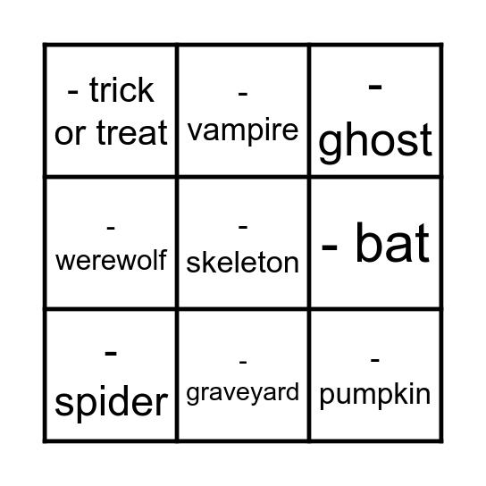 Halloween BINGO Card