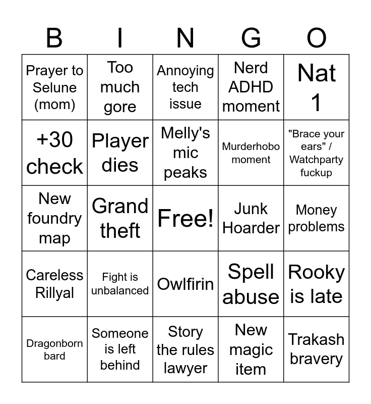 Mistgate Bingo v3 Bingo Card