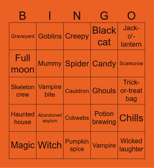 Himura's Halloween Nights Bingo Card