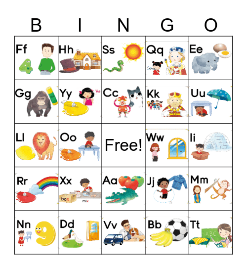 ABC pix Bingo Card