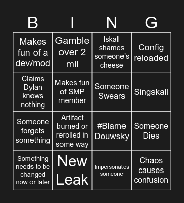 VAULT FINALE BINGO Card