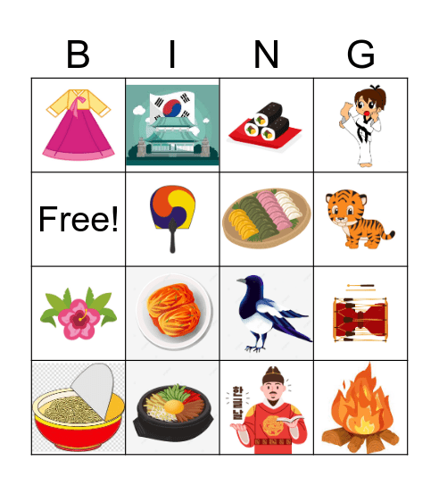 Korea Bingo Card