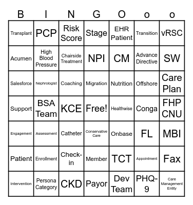 FMC IWH Townhall Bingo Card