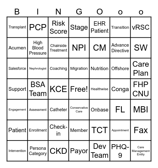 FMC IWH Townhall Bingo Card