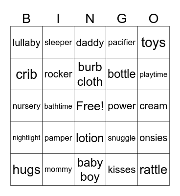 Baby Bingo Card