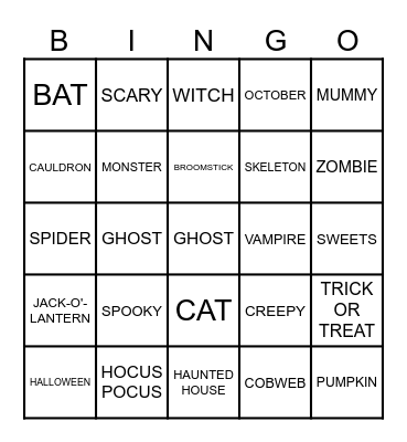Halloween Bingo Card