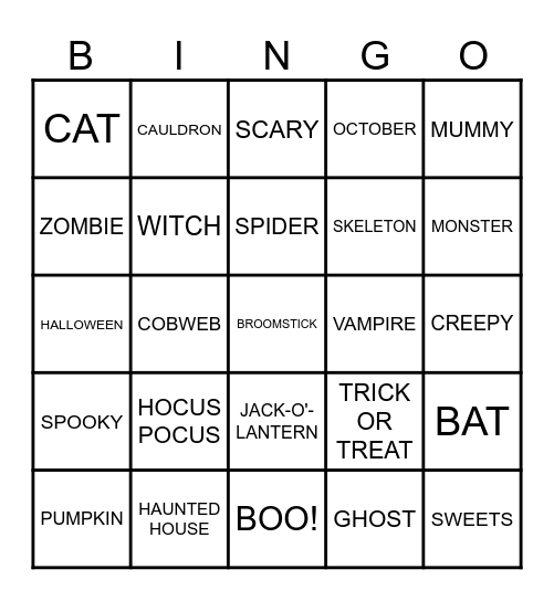 Halloween Bingo Card