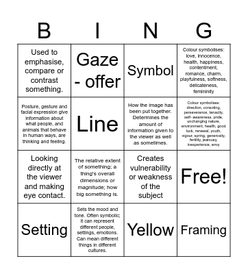 Visual Literacy Bingo Card
