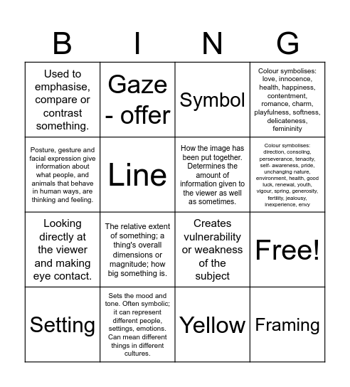 Visual Literacy Bingo Card